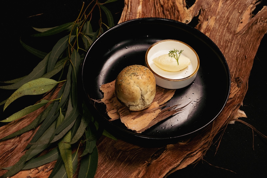 Damper infused with native herbs, eucalyptus whipped butter (photo credit Yazzen Omar)